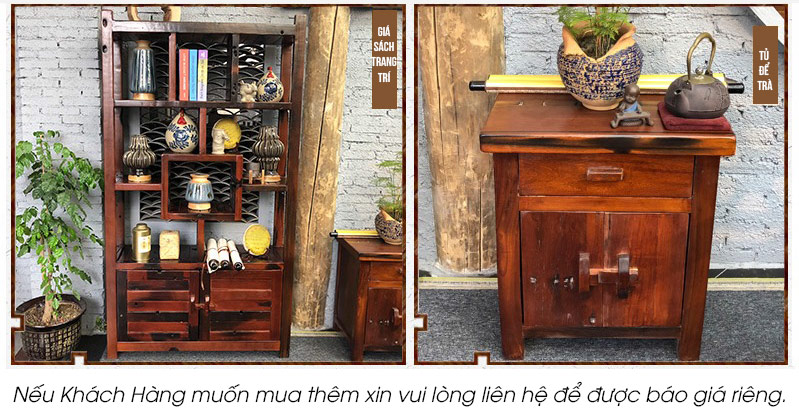 Bộ bàn ghế phòng khách kiểu cổ bằng gỗ đóng thuyền LU135