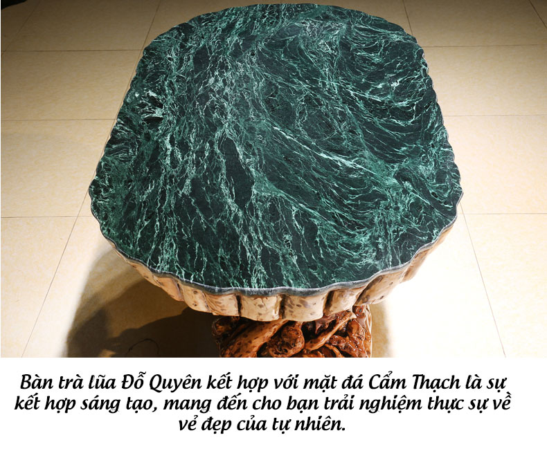 Bộ bàn ghế lũa nghệ thuật gắn mặt đá cẩm thạch cao cấp LU140