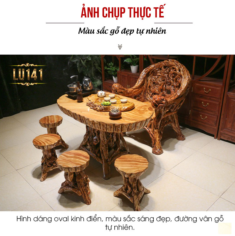 Bộ bàn ghế lũa nghệ thuật đa công dụng LU141