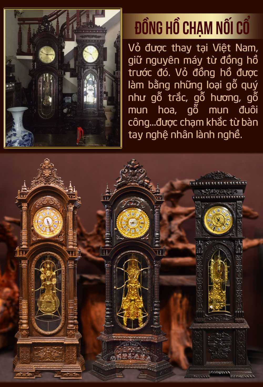 BST đồng hồ cây cổ, giả cổ, tân cổ điển cao cấp nhập khẩu tại Hà Nội