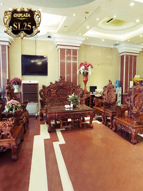 Bộ salon đại gỗ hương đỏ phong cách cổ SL25