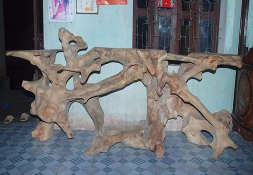 Độc lạ với kệ tivi được làm từ gốc cây gù hương ngàn năm tuổi