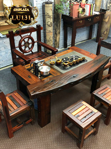 Bộ bàn ghế gỗ Teak tự nhiên chế tác thủ công kèm bàn trà LU131
