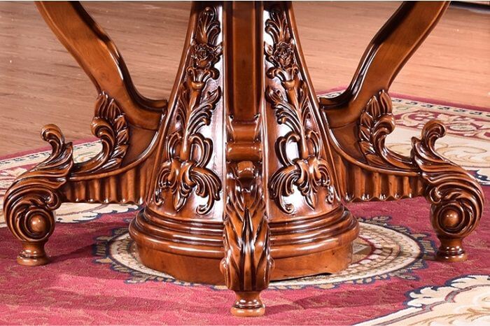 chân bộ bàn bàn ăn tròn được điêu khắc gỗ thuần thủ công