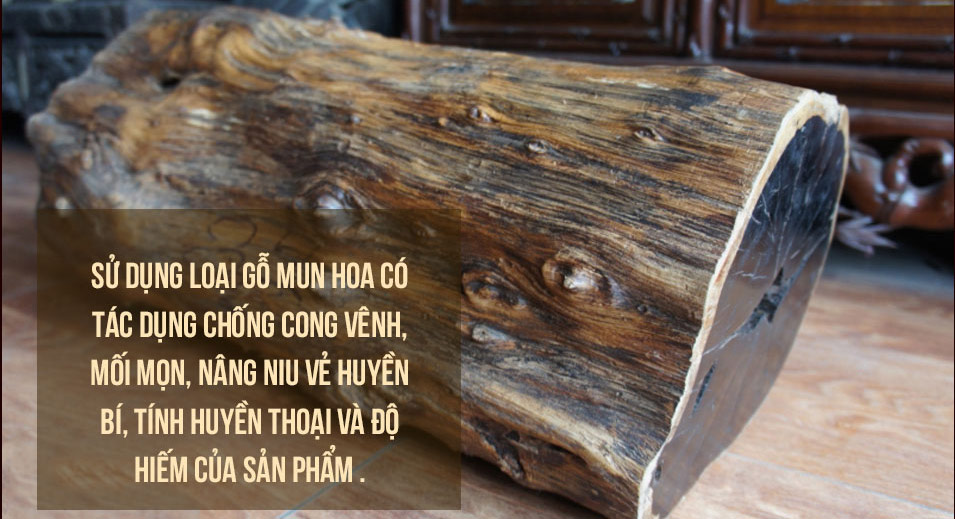 Sử dụng gỗ Mun Hoa có rất nhiều các tác dụng chông cong vênh và tôn lên nét đẹp độc đáo cửa tác phẩm