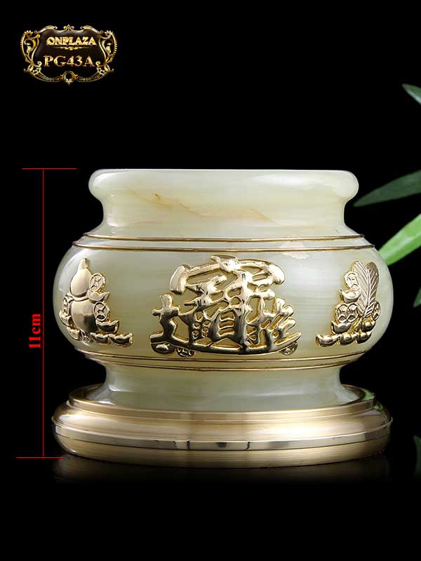 Bát hương ngọc thạch thờ Phật trang trọng thanh nhã (loại bé) PG43A