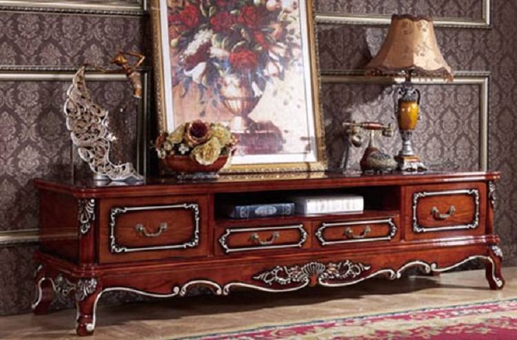 Phong cách tân cổ điển đã được chiếc kệ tủ tivi gỗ đẹp mang vào căn phòng