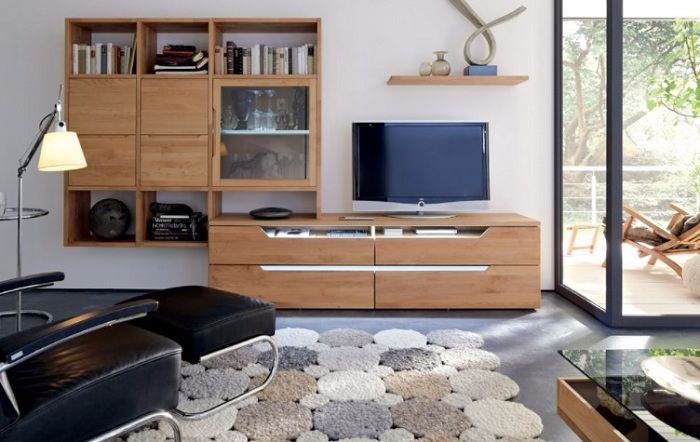 Thiết kế kệ tủ tivi gỗ sồi hiện đại cho phòng khách hiện đại