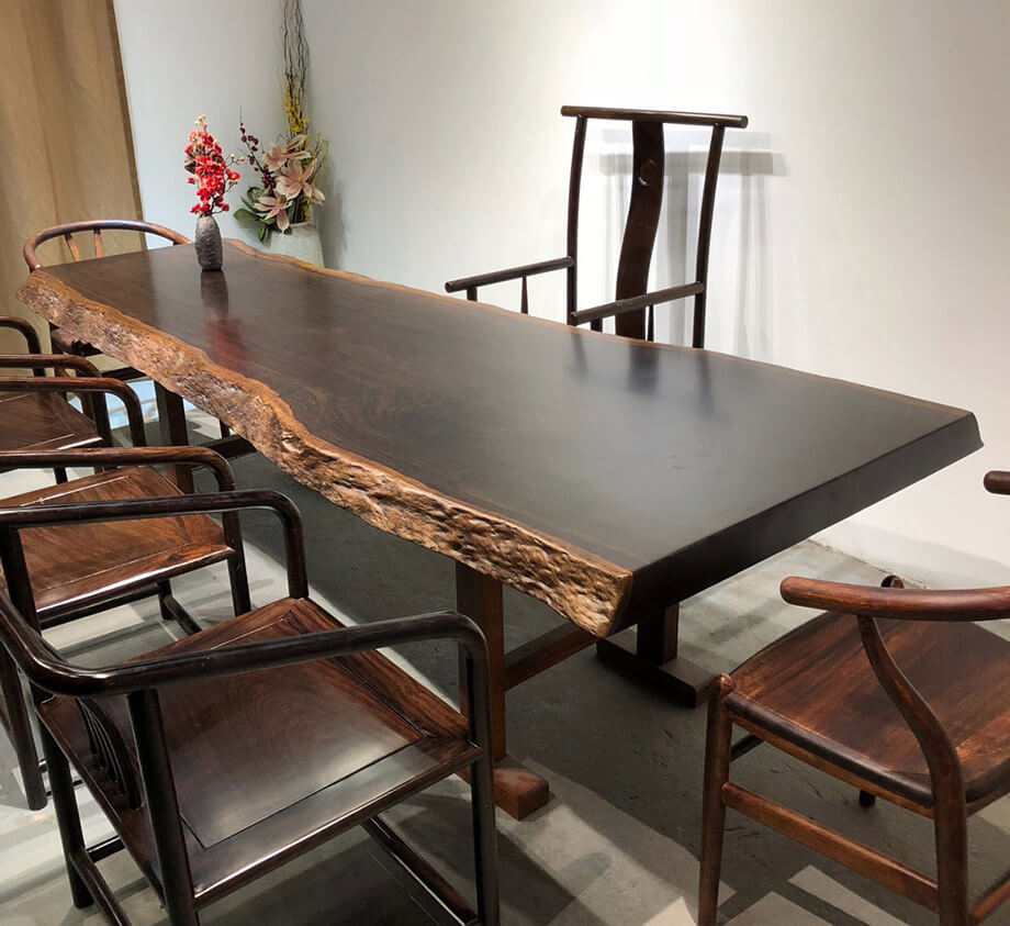 Bộ bàn ghế gỗ Sao đên nguyên tấm cao cấp hàng nhập khẩu