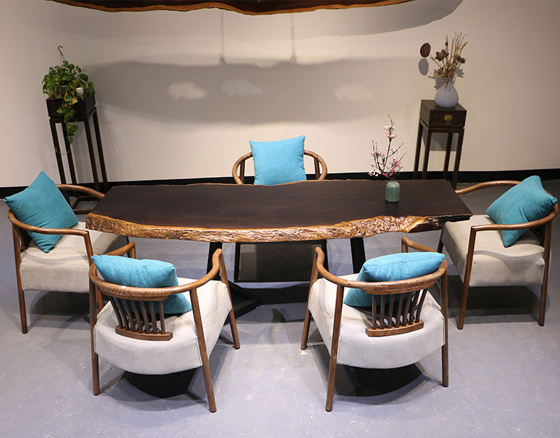 Mẫu bàn trà với 5 ghế mặt bàn có kích thước : 216cm x 73cm x 6cm