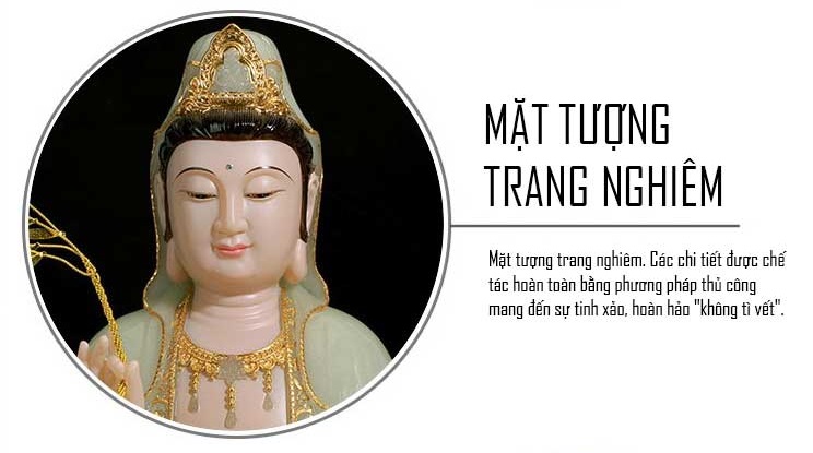 Màu sắc tuyệt đẹp mặt tượng trang nghiêm với từng nét tỷ mĩ hoàn hảo