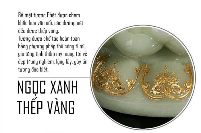 Ngọc xanh thếp vàng được chế tác hoàn toàn thủ công lộng lẫy