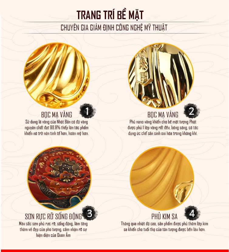 Tượng đồng thếp vàng Phật Bà Quan Âm nghìn mắt nghìn tay