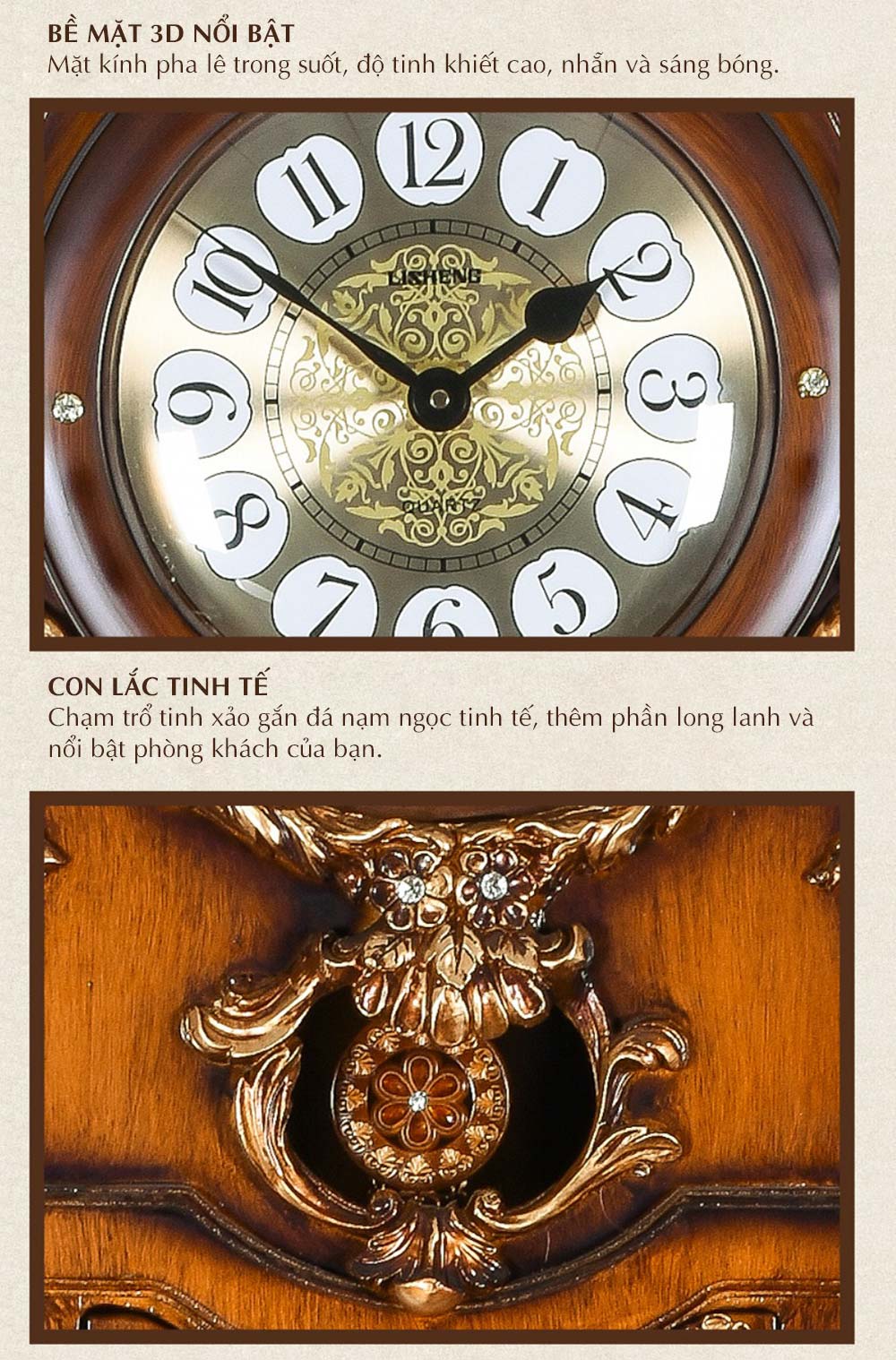 Đồng hồ DH12 phong cách châu âu cổ điển sang trọng