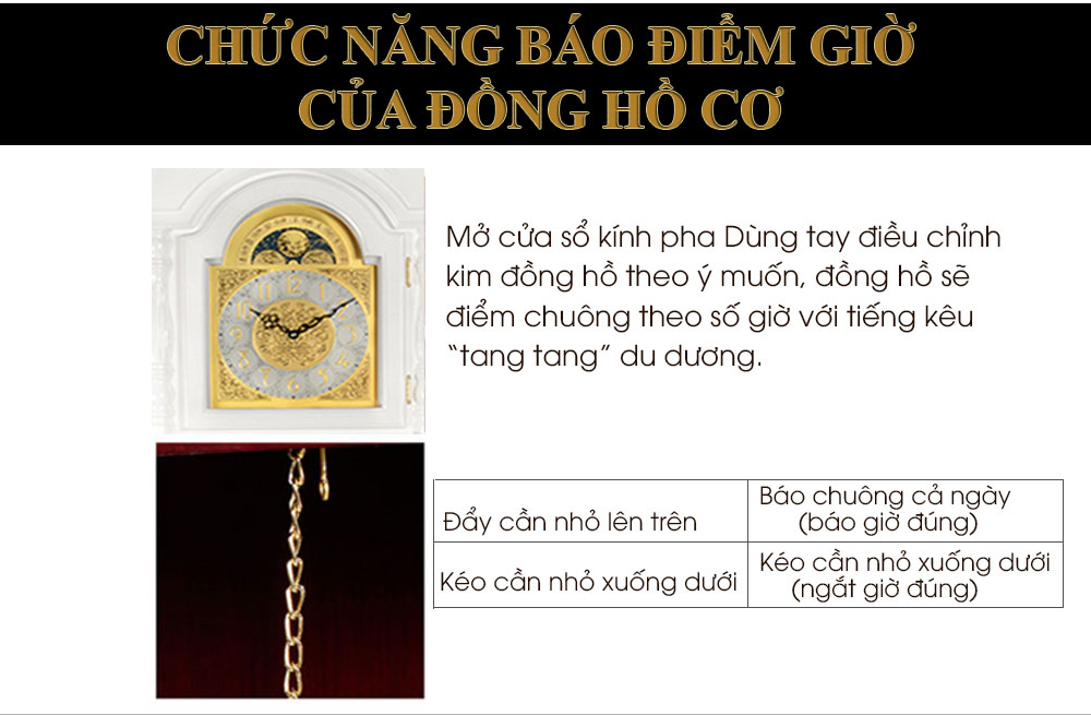 Đồng hồ cây DH14 tân cổ điển màu trắng trang nhã