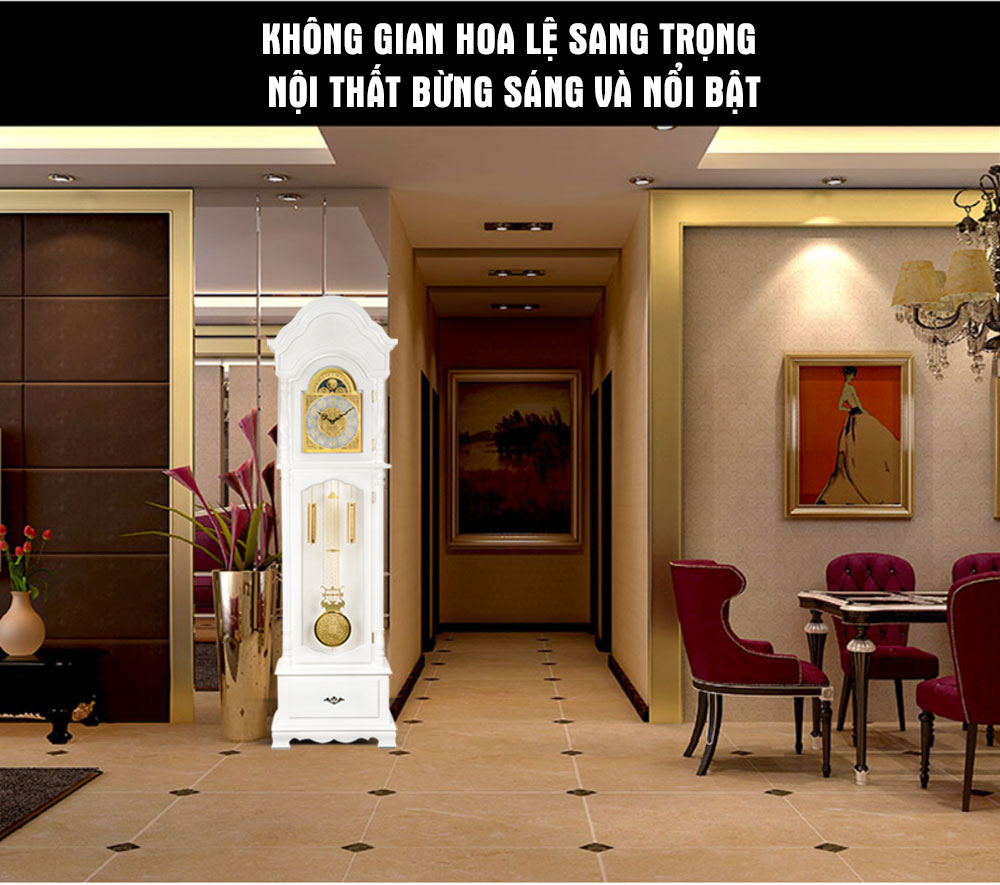 Đồng hồ cây DH14 tân cổ điển màu trắng trang nhã