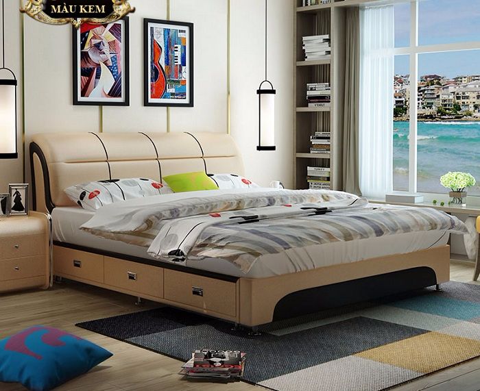 Mẫu giường ngủ với thiết kế đơn giản tiện lợi những kết hợp màu sắc không gian tuyệt đẹp